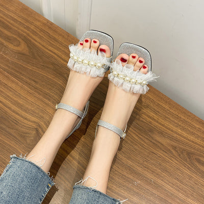 Thick-heeled Transparent Sandals