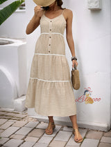 Casual Spliced Striped Strap Dress