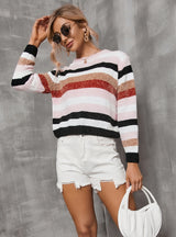Spliced Stripe Stitching Sweater
