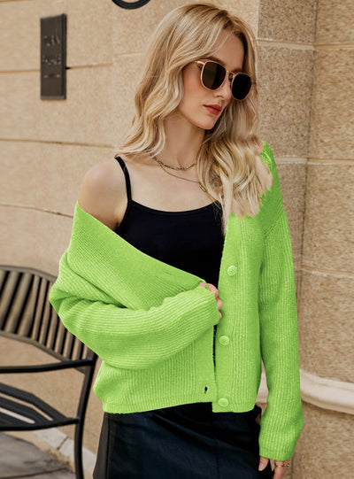 Long Sleeve V-neck Loose Sweater Coat