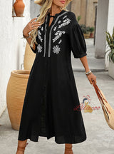 Casual Ethnic Loose Embroidered Dress