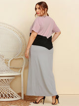 Color Matching Loose Slim Short-sleeved Dress