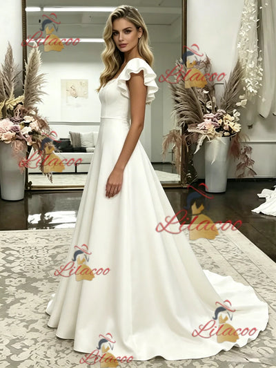 Fashion White Straps Wedding Dress