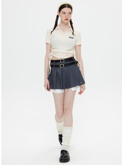 Polo Collar Drawstring Shirt T-shirt