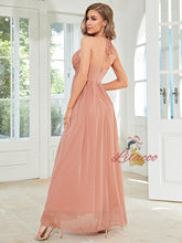 Pink Chiffon Halter Prom Dress