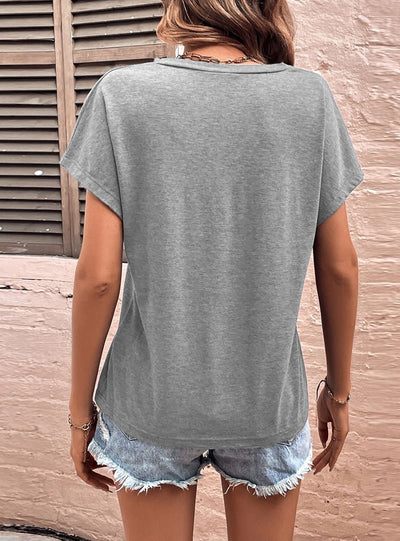Loose U-neck Pure T-shirt Short Sleeve Top