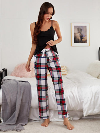 Sexy Sling Plaid Pajamas Suit