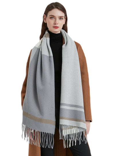 Plaid Fringed Scarf Shawl