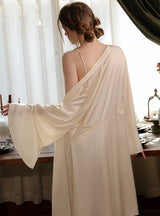 Lace Ice Silk Long Suspender Nightdress Robe