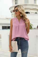Solid Color Shirt Loose V-neck Sleeveless Top