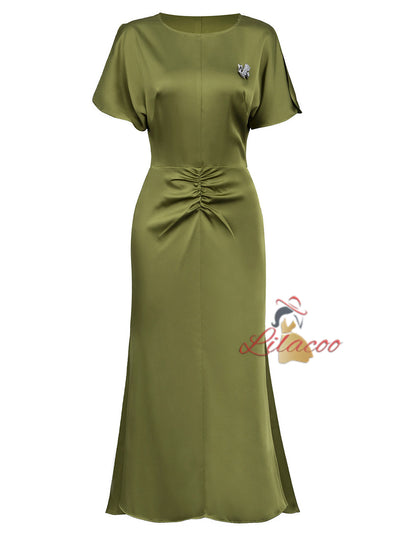 Green Short Sleeve Mother Of The Bride Dress