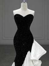 Black Mermaid Sequins Sweetheart Prom Dress
