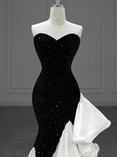 Black Mermaid Sequins Sweetheart Prom Dress