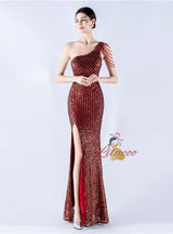 Mermaid Sequins Split Beading Prom Dress