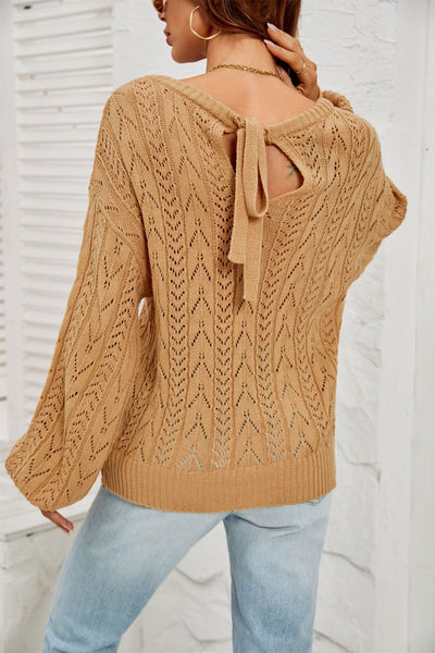 Hollow Knit Round Neck Sweater