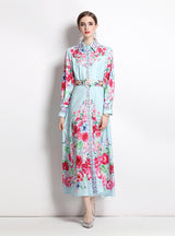 Long Sleeve Holiday Printed Shirt Dress