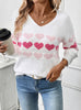 Love Pattern V-neck Long Sleeve Sweater