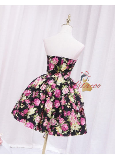 Simple Black Print Homecoming Dress