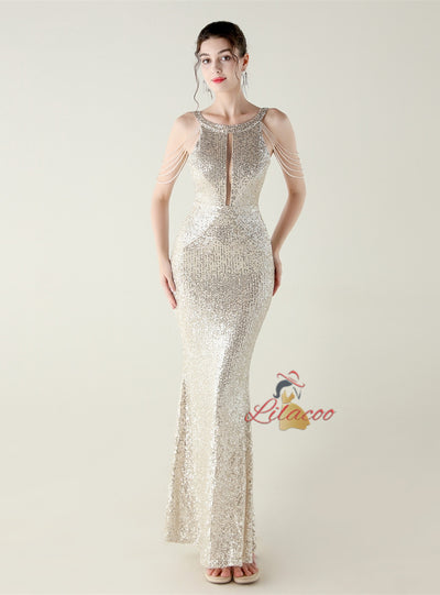 Mermaid Sequins Beading Prom Dress
