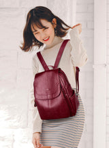 Large-capacity Student Soft Leather Travel Backpack