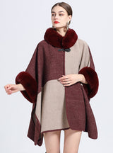 Colour Matching Shawl Cloak Knitted Coat