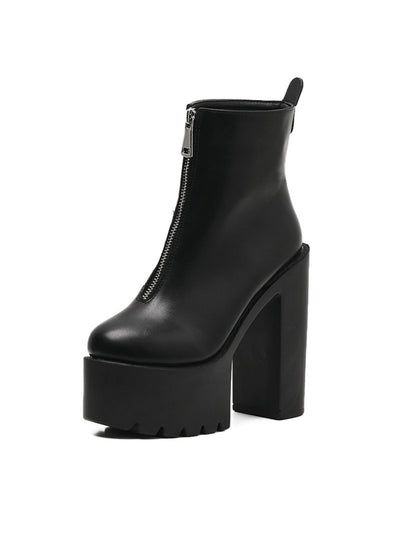 Thick-heeled High-heeled Zipper Martin Boots