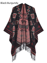 Geometric Split Shawl Thickened Warm Cloak