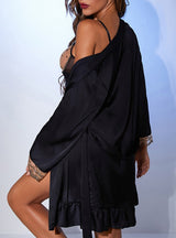 Sexy Lace Satin One Piece Nightgown Pajamas