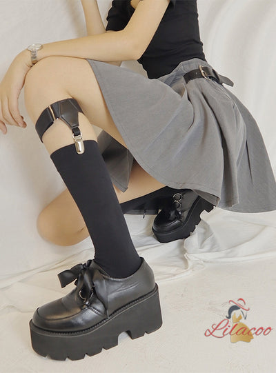 Bow-tied Muffin Thick Soles Thick Heels Shoes