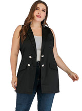 Solid Color Suit Double-breasted Loose Vest