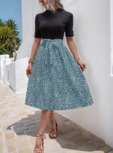 Half-Neck Leopard Color Matching Dress