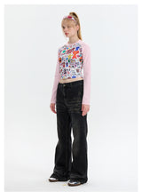 Cartoon Graffiti Printed Long Sleeve T-shirt