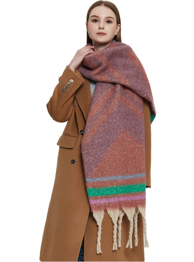 Jacquard Coarse Fringed Scarf