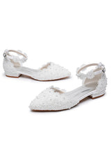 Lace Flowers Shallow Mouths Pointed Heels