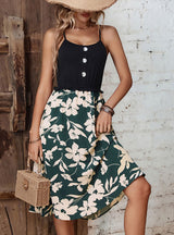 Holiday Flower Stitching Sling Dress