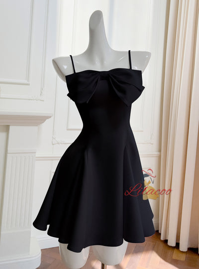 White Sling Bow Short Dress
