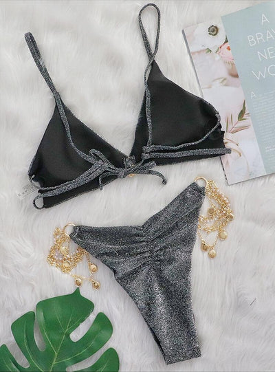 Metal Chain Pearl Shell Accessories Swimsuit