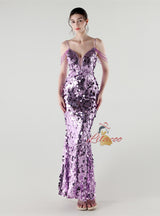 Mermaid Spaghetti Straps Beading Prom Dress