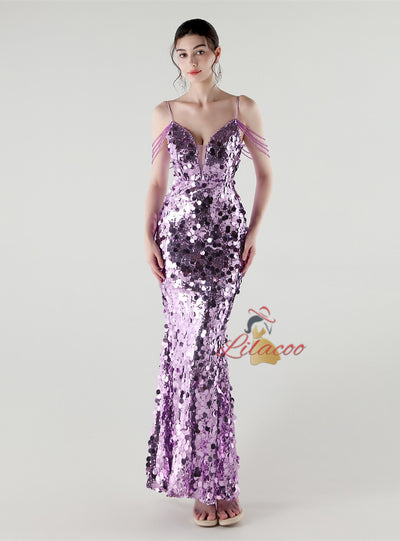 Mermaid Spaghetti Straps Beading Prom Dress