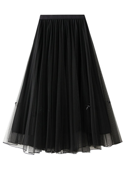 High Waist and Slim Medium and Long Mesh Skirt
