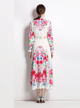 Long Sleeve Holiday Printed Shirt Dress