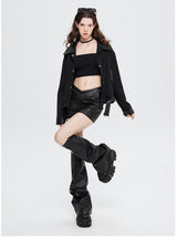 Leather POLO Collar Loose Jacket