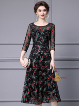 Black Short Sleeve Beading Mother Of The Bride Dress