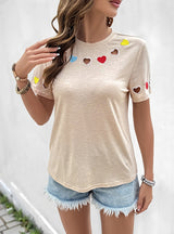 Leisure Love Embroidery Short sleeve T-shirt