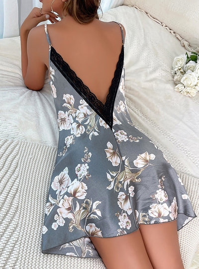 Sexy Lace Stitching Halter Pajamas