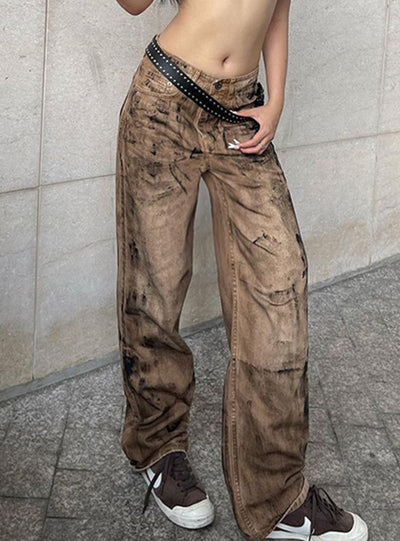 High Waist Straight Slim Casual Jeans