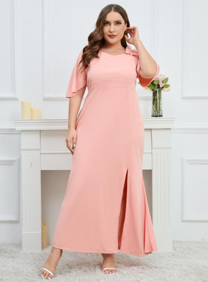 Bohemian Short-sleeved Slit Slim Dress