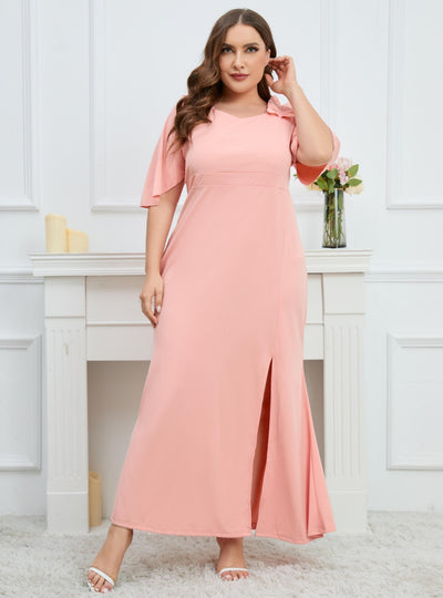 Bohemian Short-sleeved Slit Slim Dress