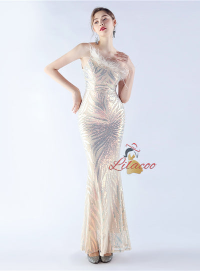 Mermaid Sequins One Shoulder Prom Dress