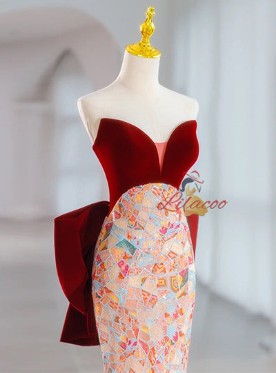 Mermaid Velvet Sequins Prom Dress